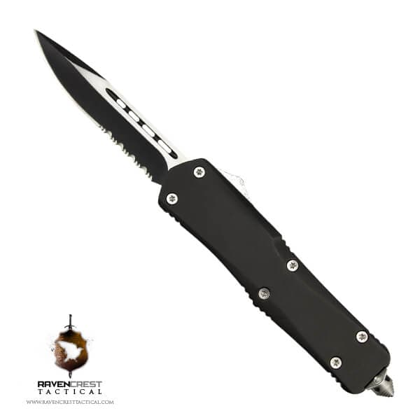 RavenCrest Cerakote Titan Bravo Tactical OTF Knife (Graphite Black)